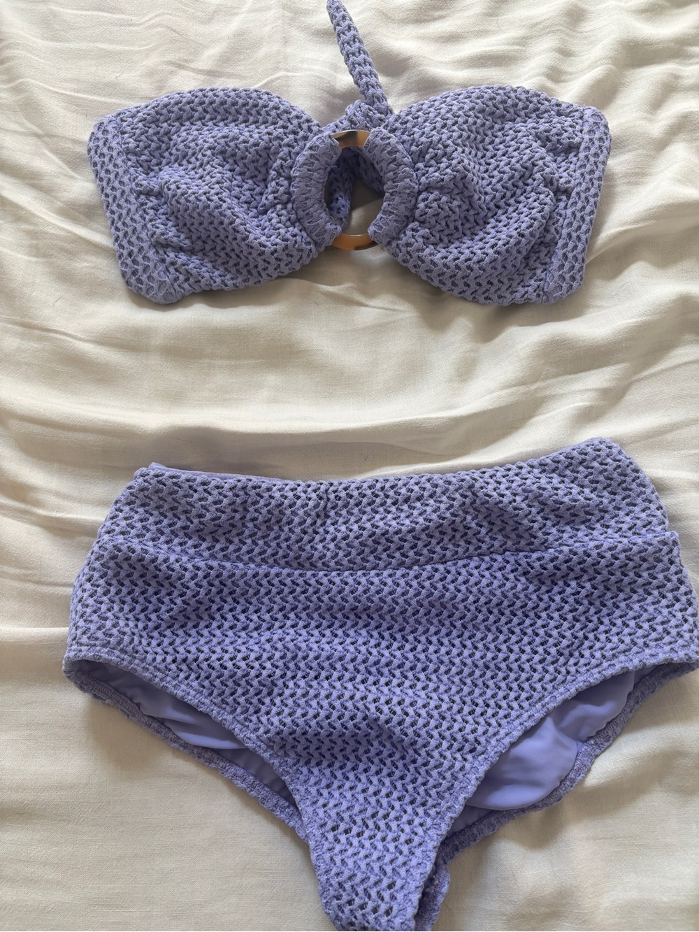 Montce Lavender Crochet High-Waist Bikini Set